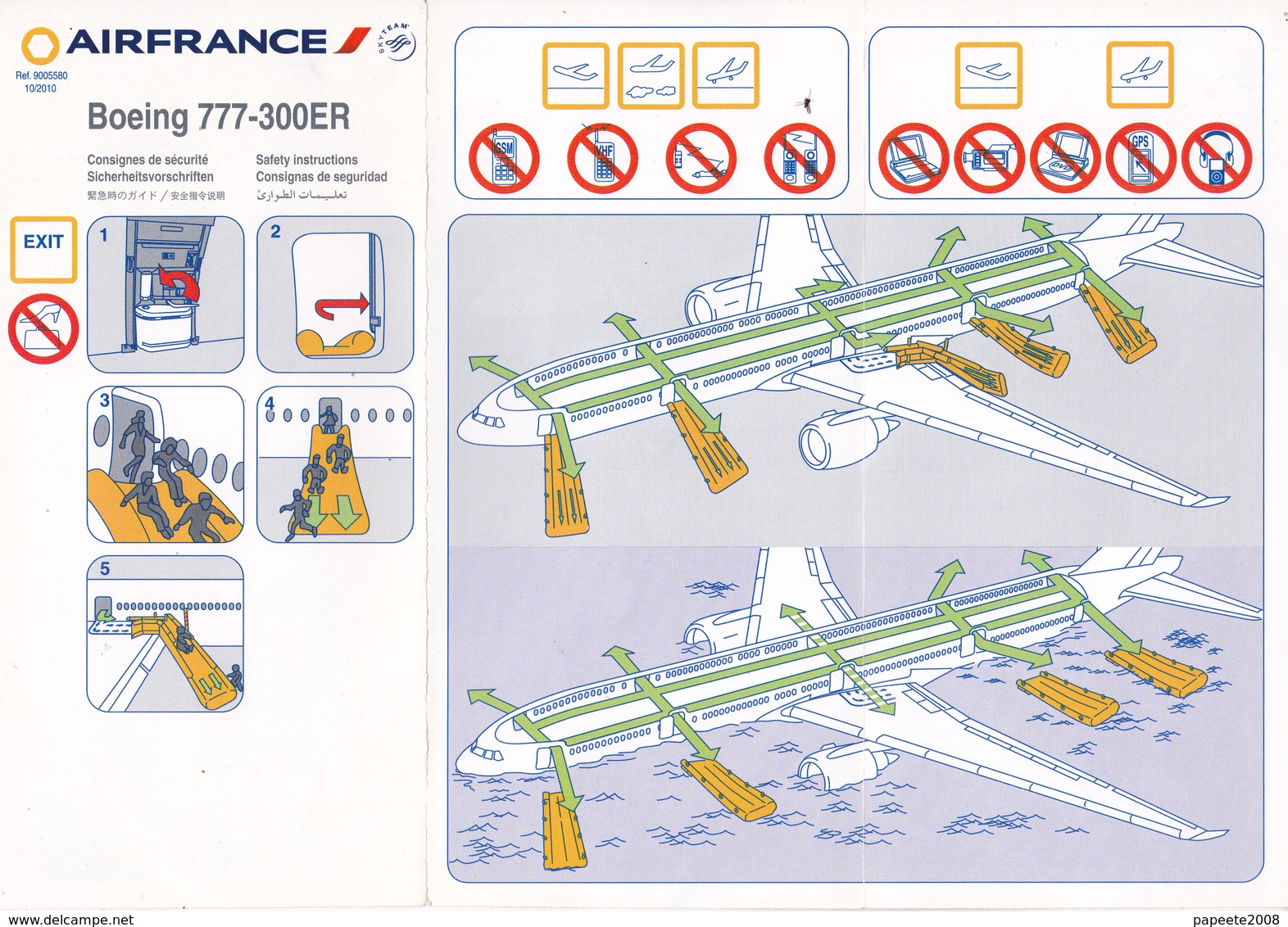 Air France/ Boeing 777-300ER / Consignes De Sécurité / Safety Card - 10/2010 - Fichas De Seguridad