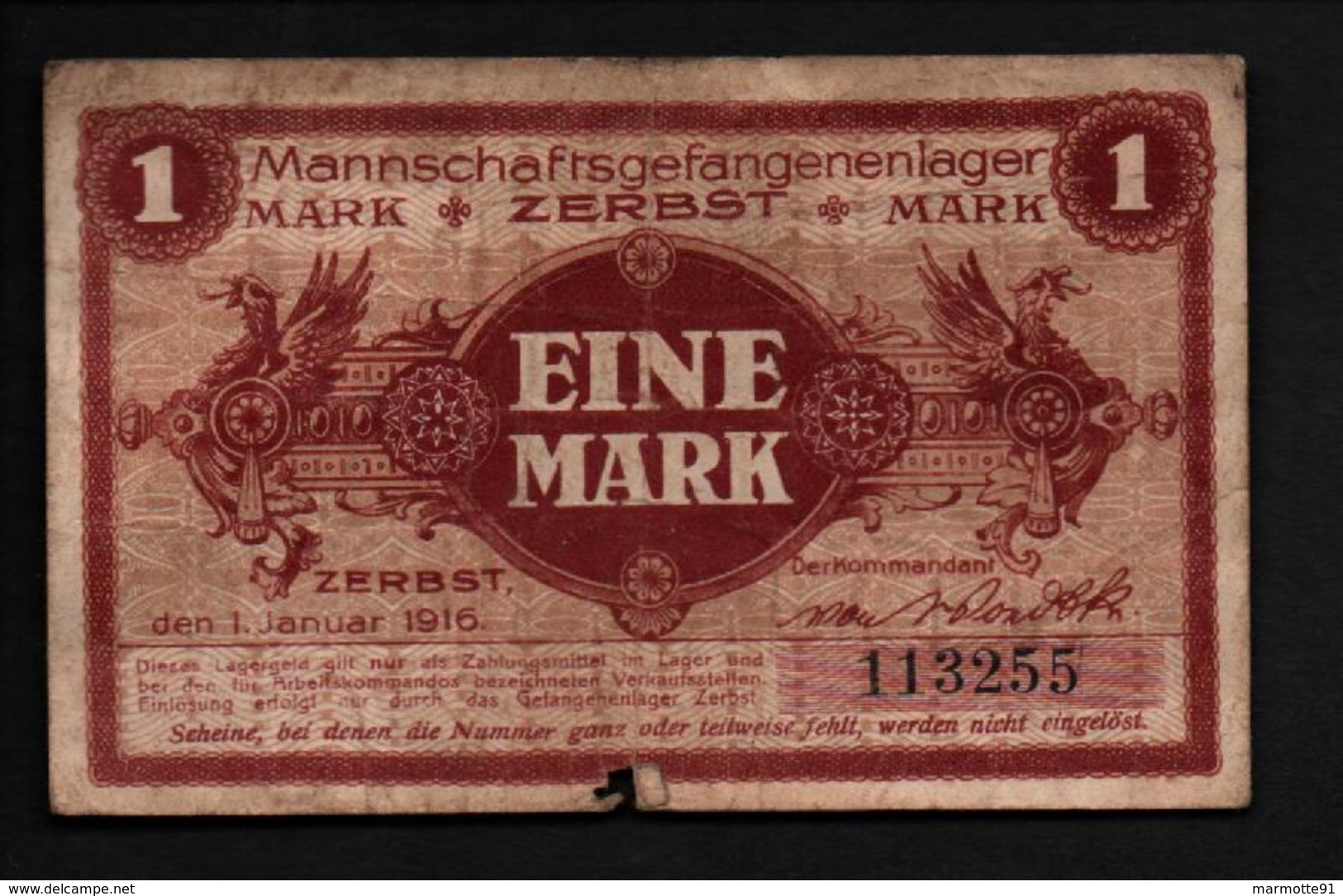 GEFANGENENLAGER GELD LAGERGELD BILLET CAMP ZERBST PRISONNIER ALLEMAGNE KG POW GUERRE 1914 1918 - Other & Unclassified