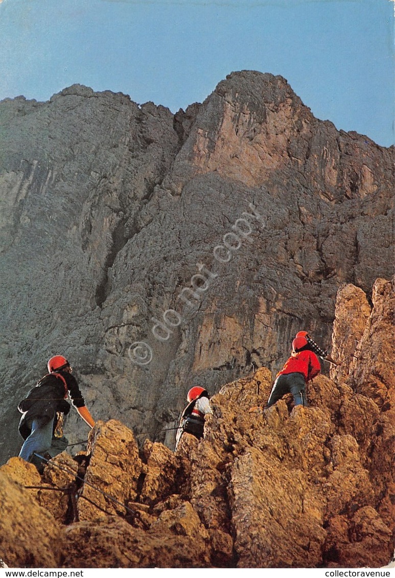 Cartolina Dolomiti Gruppo Sella Via Ferrata Brigata Tridentina Pisciadù Animata (Trento) - Trento