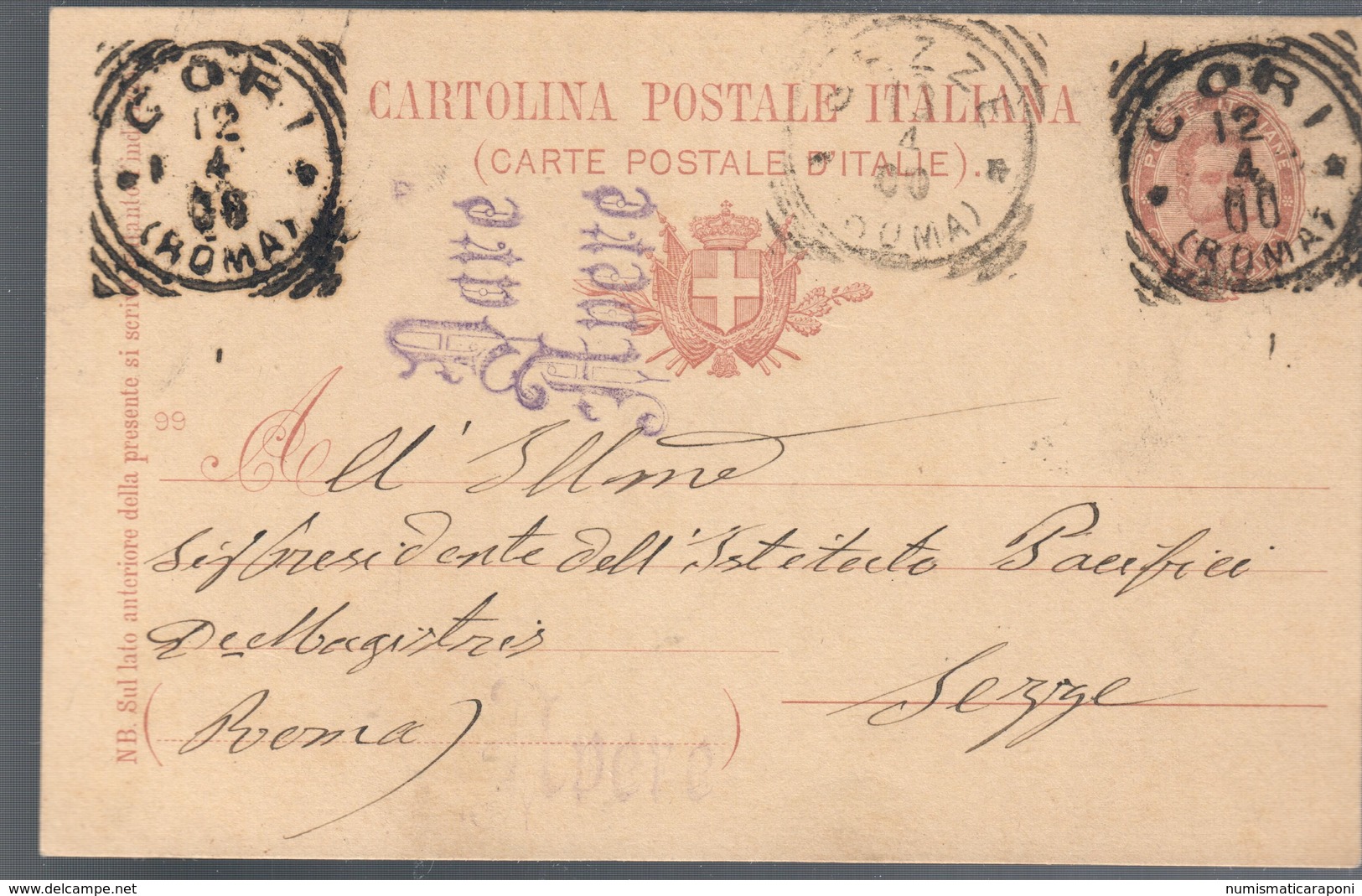 Cartolina Postale 99 Viaggiata 1900 C.2080 - Altri & Non Classificati