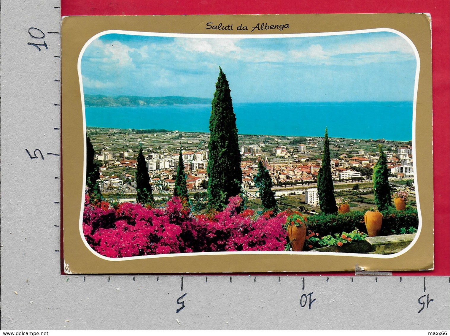 CARTOLINA VG ITALIA - Saluti Da ALBENGA (SV) - Panorama - 10 X 15 - ANN. 1973 - Saluti Da.../ Gruss Aus...