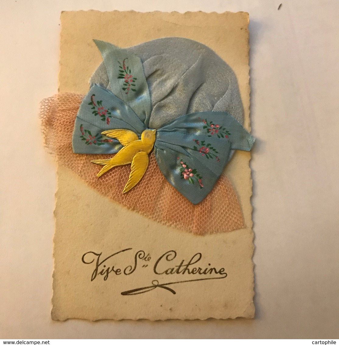 Carte Brodée - Bonnet De Sainte Catherine 1947 - Embroidered