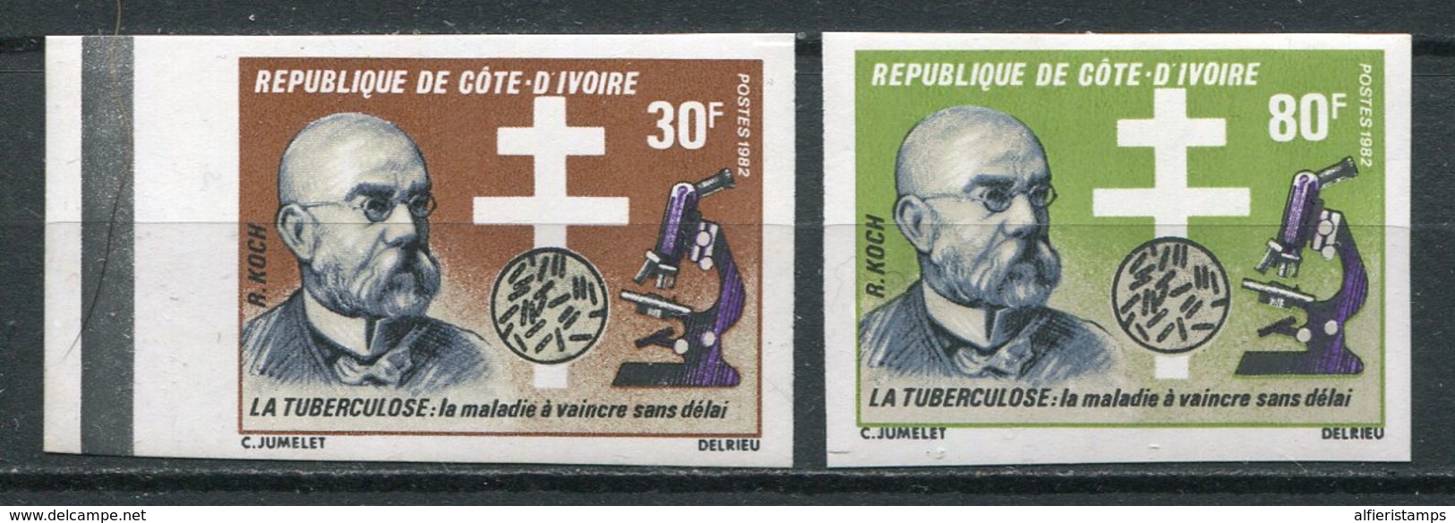 1982 -COTE D'IVOIRE- DOCT.KOCH-TUBERCOLOSI- IMPERF.- 2 VAL. M.N.H. -LUXE !! - Côte D'Ivoire (1960-...)