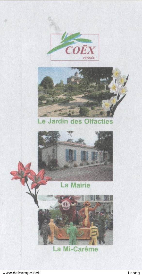 COEX VENDEE - MAIRIE, CHAR MI CAREME, JARDIN DES OLFACTIES - PAP ENTIER POSTAL 2008 - VOIR LES SCANNERS - Géographie