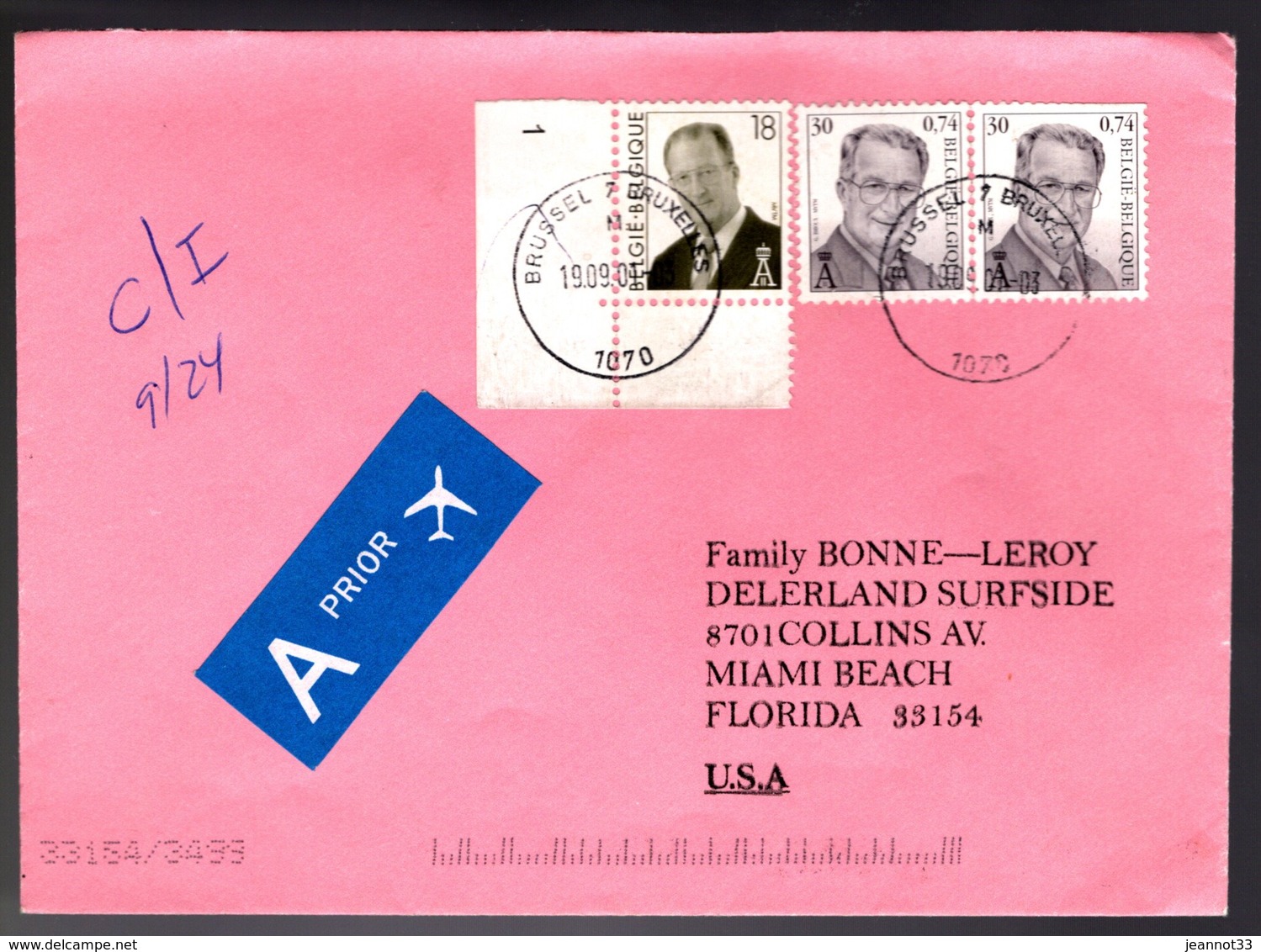 2698 + 2902 (2X) Sur Lettre Expédiée De BXL 7 à Destination De FLORIDE - Lettres & Documents