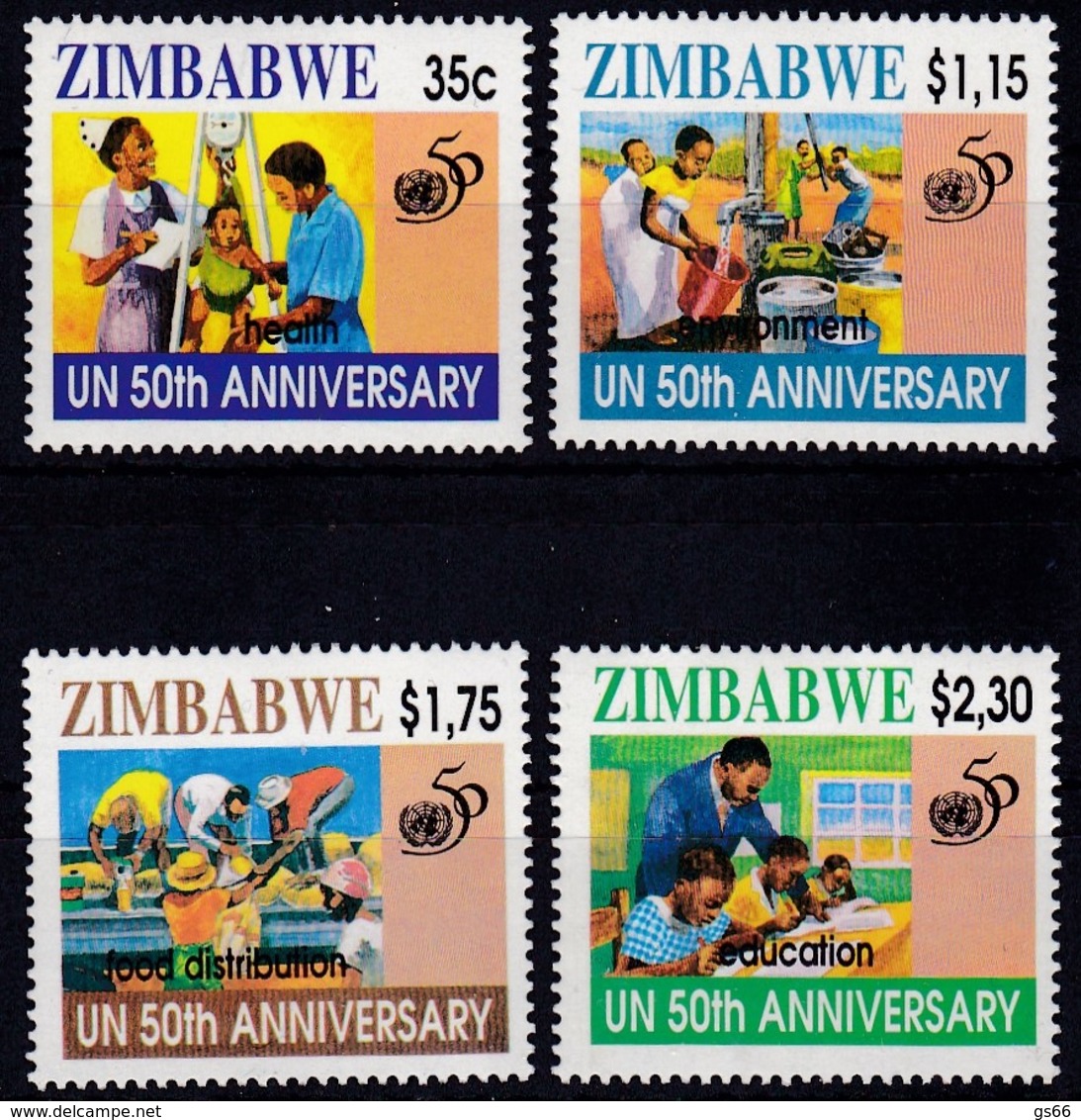 Zimbabwe, 1995, 564/67, 50 Jahre Vereinte Nationen (UNO).  MNH ** - Zimbabwe (1980-...)