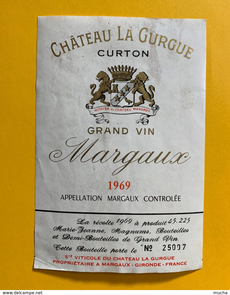 9812 - Château La Gurgue Curton  1969 Margaux - Bordeaux
