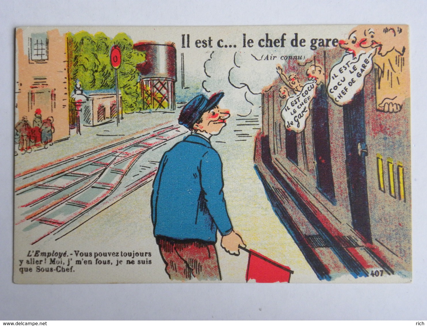 CPA Humour - Il Est C... Cocu Le Chef De Gare (air Connu) - Humour