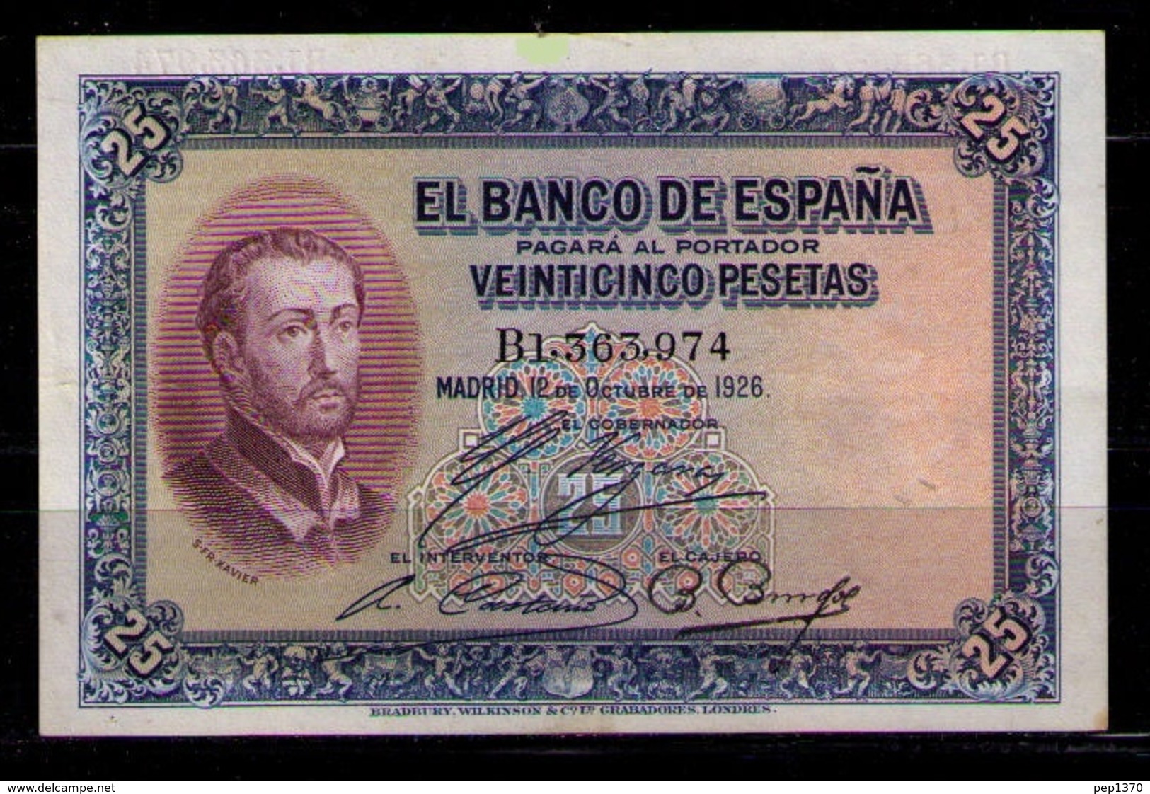 ESPAÑA - BILLETE DE 25 PESETAS DE 1926 - EXCELENTE - 1-2-5-25 Peseten