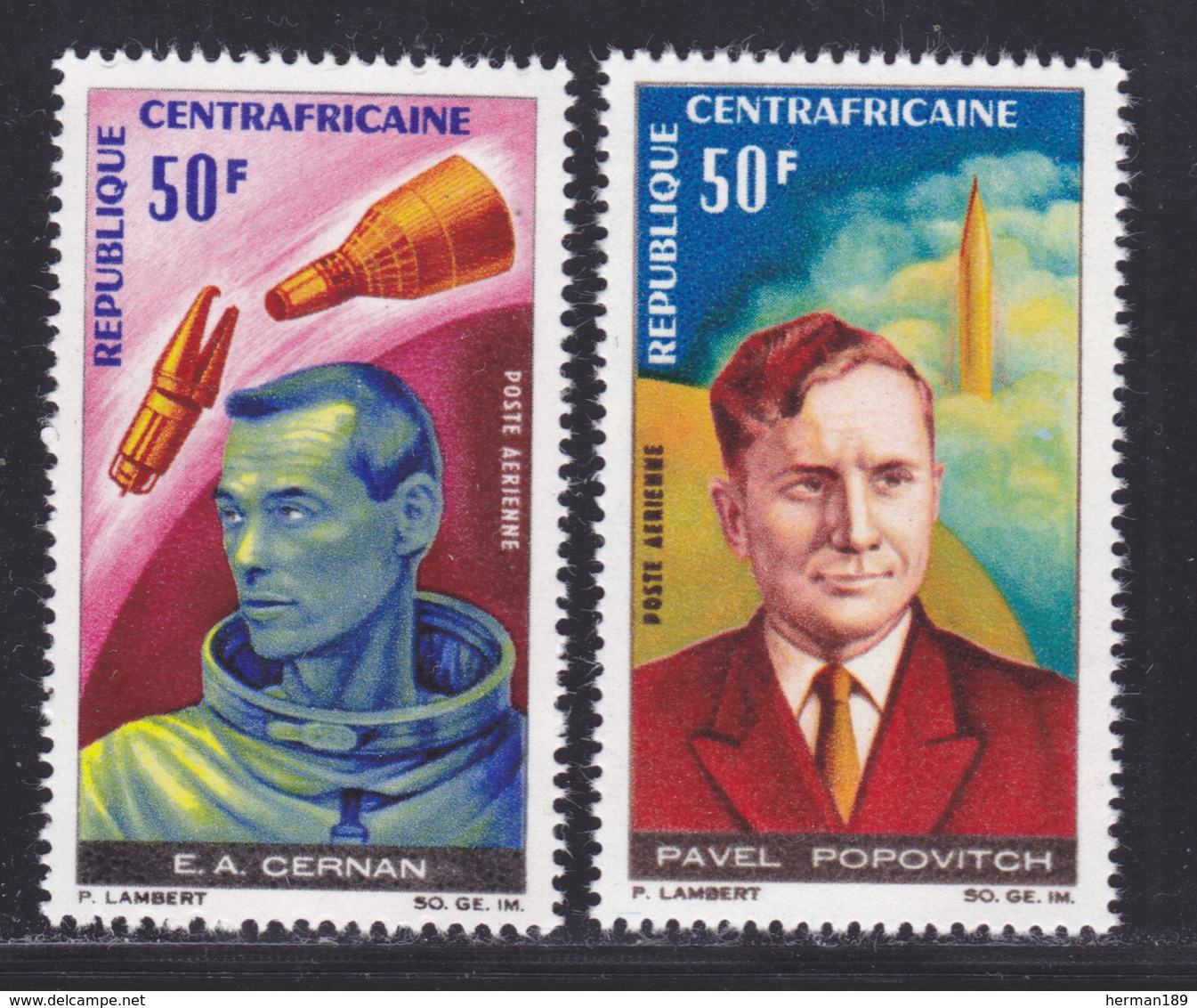 CENTRAFRICAINE AERIENS N°   43 & 44 ** MNH Neufs Sans Charnière, TB (D8485) Cosmos, Cosmonautes -1966 - Centrafricaine (République)