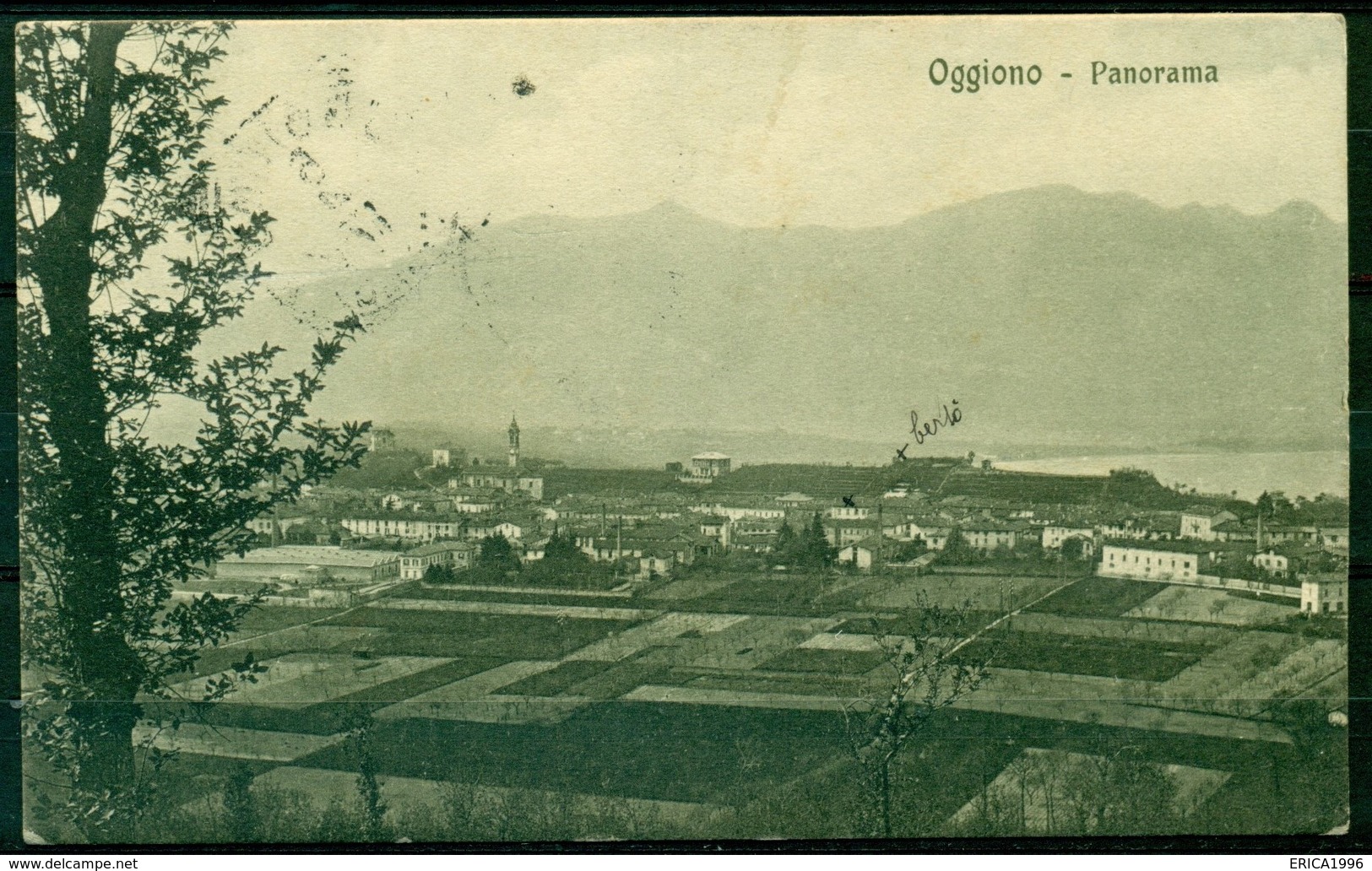 CARTOLINA - CV1189 OGGIONO (Lecco LC) Panorama, FP,  Viaggiata 1917, Francobollo Parzialmente Asportato, - Lecco