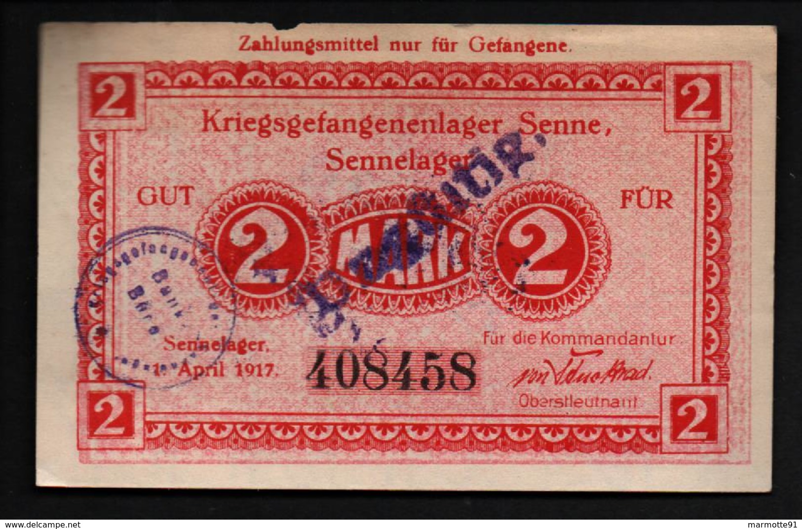 GEFANGENENLAGER GELD LAGERGELD BILLET CAMP SENNE PRISONNIER ALLEMAGNE KG POW GUERRE 1914 1918 - Autres & Non Classés