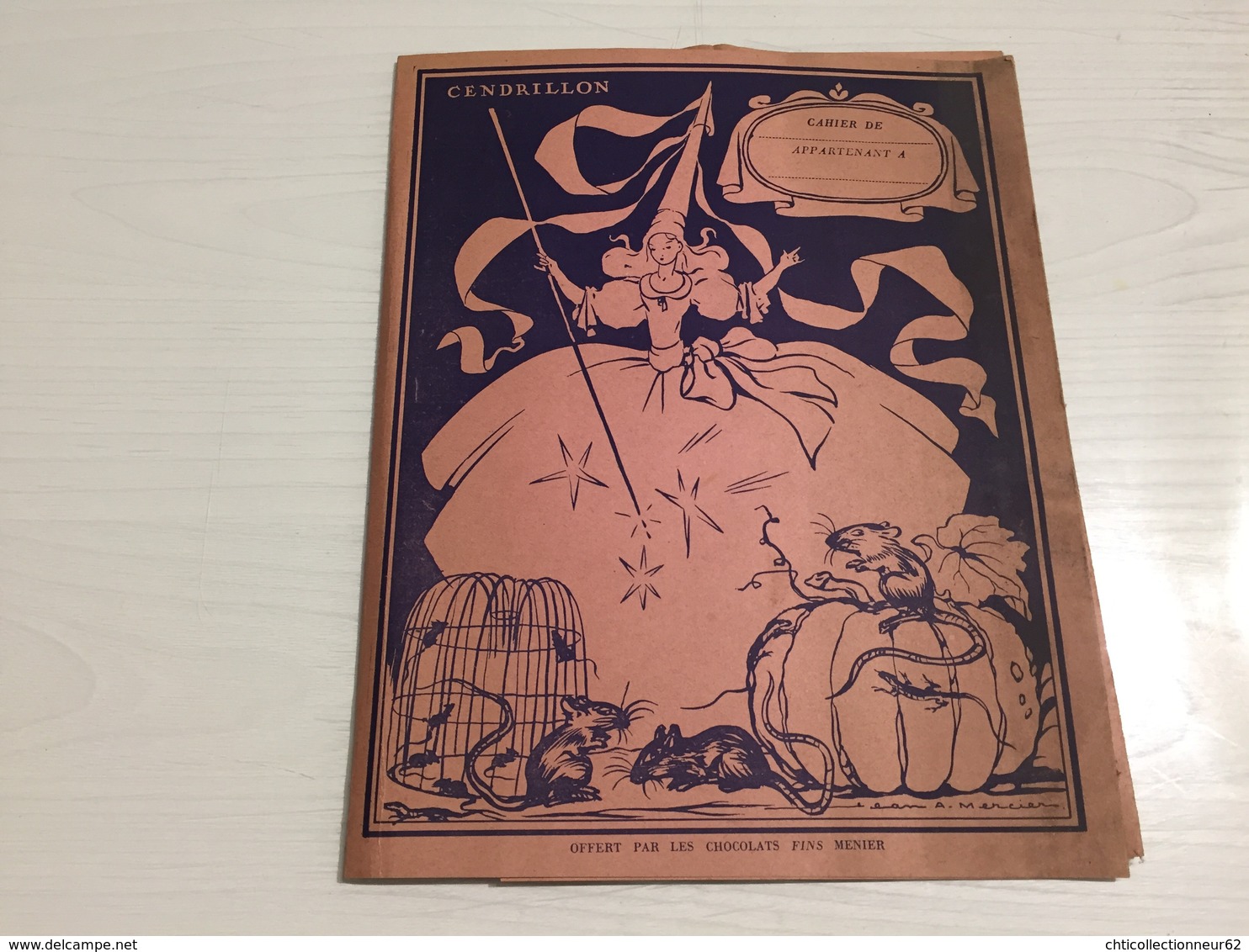 PROTÈGE CAHIER Ancien CHOCOLAT MENIER CENDRILLON MERCIER - Copertine Di Libri