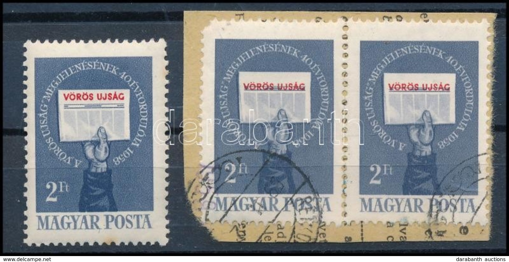 1958 Kommunisták Magyarországi Pártja 2Ft Pár Elcsúszott Piros Színnel + Támpéldány - Andere & Zonder Classificatie