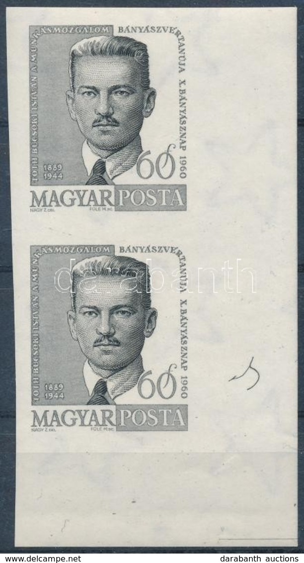 ** 1960 Arcképek (II.) 60f Tóth Bucsoki István ívsarki Vágott Pár (2.000) - Andere & Zonder Classificatie