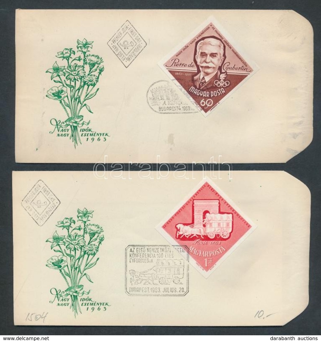 1963 Nagy Idők - Nagy Események 2db Vágott Bélyeg FDC-n (3.600) - Andere & Zonder Classificatie