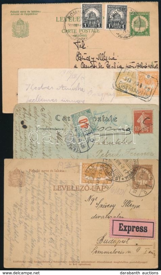 1915-1933 2 Db Képeslap és 2 Db Levelezőlap, Közte Expressz, Postaügynökségi Bélyegzés, Stb - Andere & Zonder Classificatie