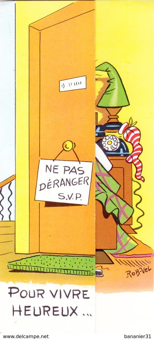 CPA à Système Pliable 18,5 Cm X 9 Cm Humour Illustrateur ROB VEL ROBERT PIERRE VELTER Pour Vivre Heureux Vivons Couchés - Robert