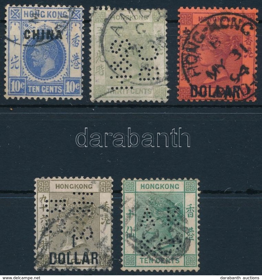 O Hongkong 5 Db Klasszikus Bélyeg 1885-től, Ebből 3 Perfin / 5 Classic Stamps Incl. 3 Perfins - Andere & Zonder Classificatie