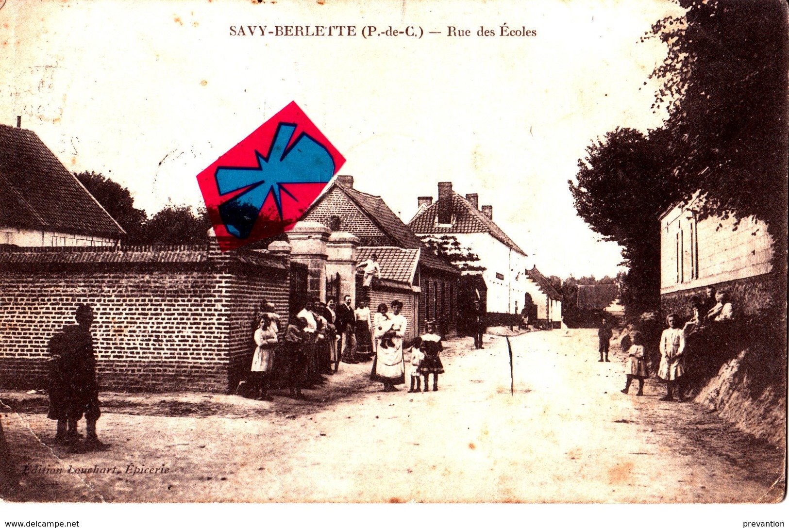 SAVY-BERLETTE (P-de-C) - Rue Des Ecoles - Carte Très Animée Et Circulée En 1912 - Altri & Non Classificati