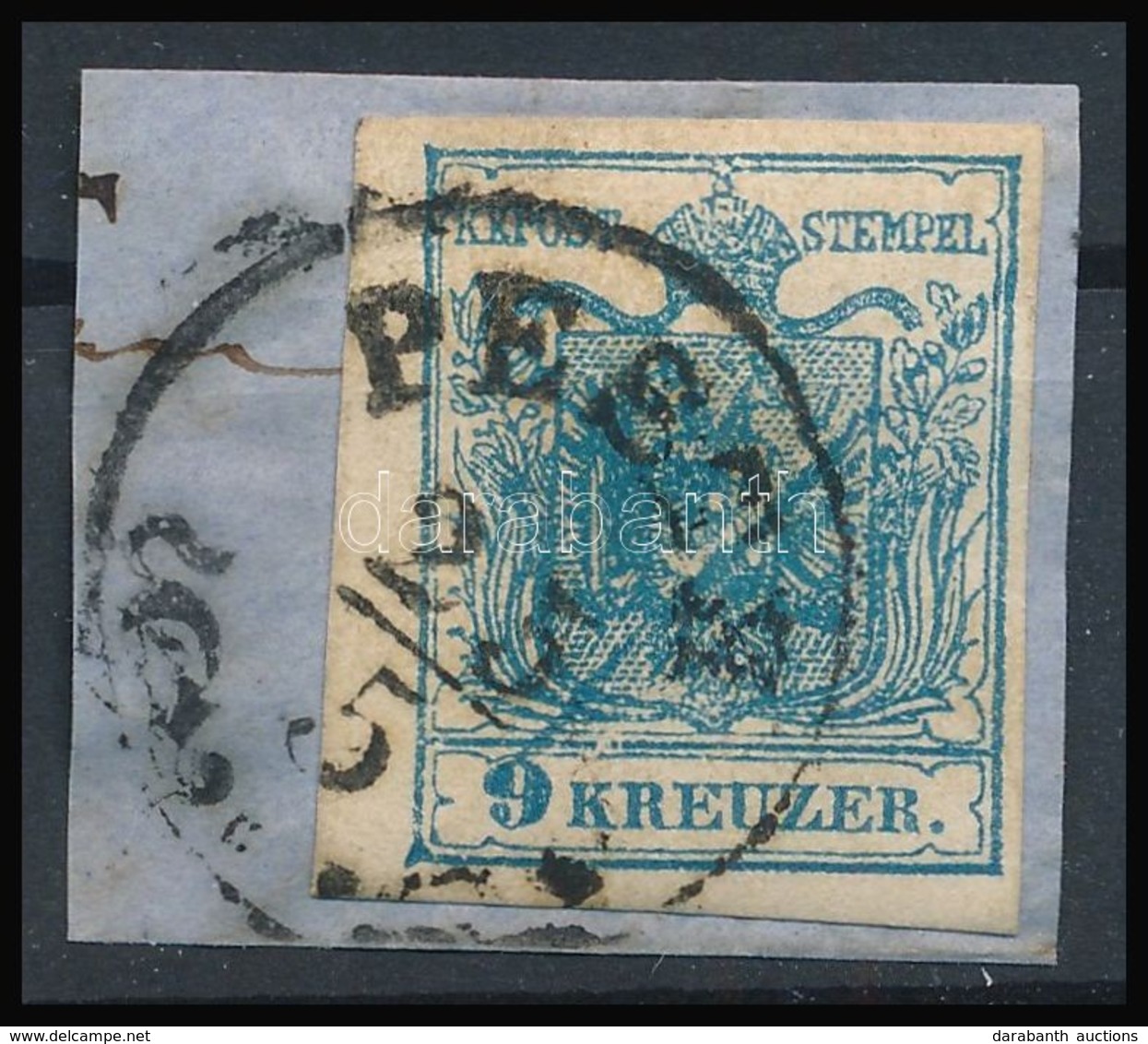 1850 9kr MP III Kék, átlós Festékcsík A Bélyegképben 'PESTH' Certificate: Steiner - Andere & Zonder Classificatie