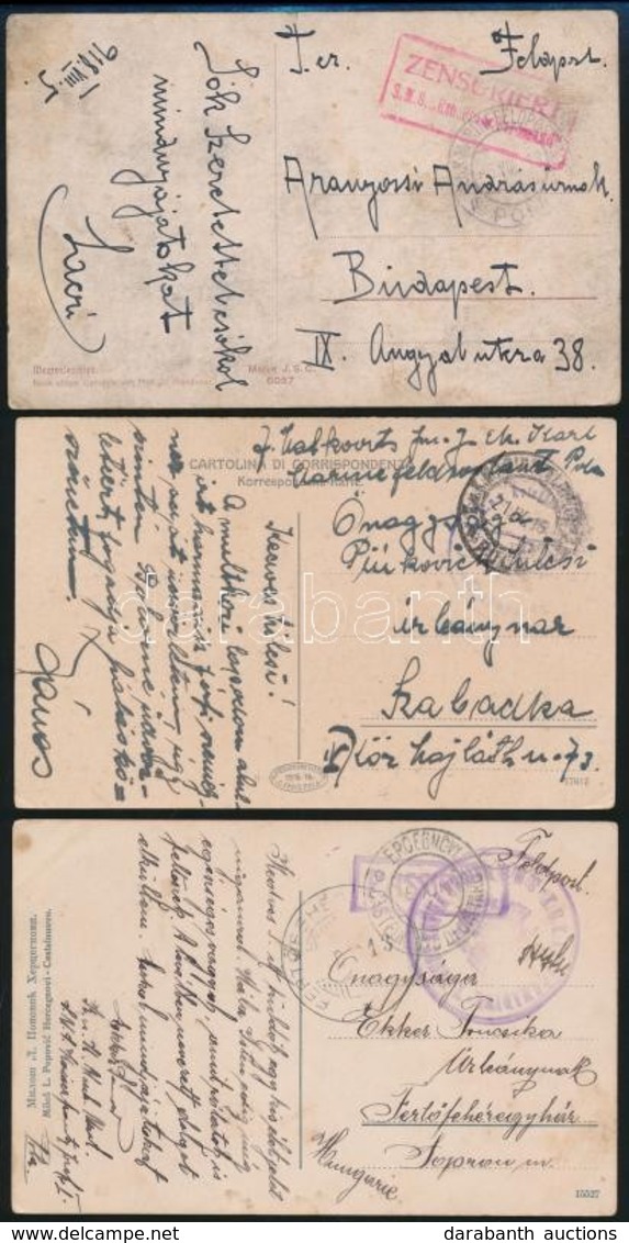 1915-1918 5 Db I. Világháborús Képeslap Haditengerészeti Postával - Andere & Zonder Classificatie