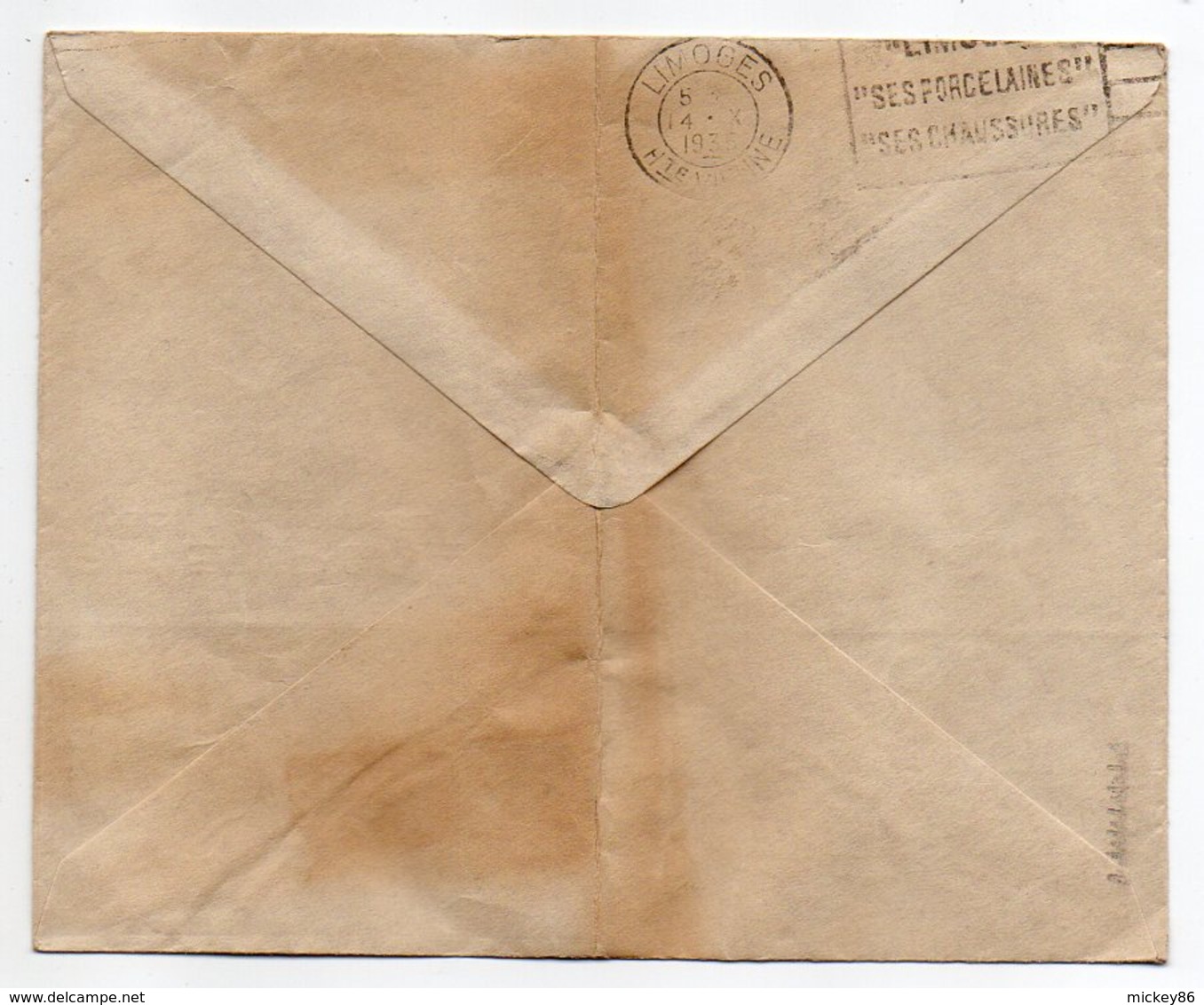 Suisse-1935--Lettre De BALE  Pour LIMOGES-87 (France)-timbre Seul Sur Lettre-cachet BASEL 1--G.KIEFFER & Cie - Brieven En Documenten