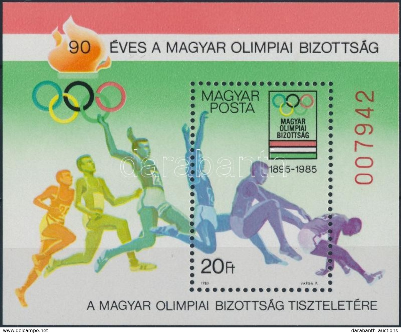 ** 1985 90 éves A Magyar Olimpiai Bizottság Ajándék Blokk / Mi Block 175 Present Of The Post (26.000) - Andere & Zonder Classificatie