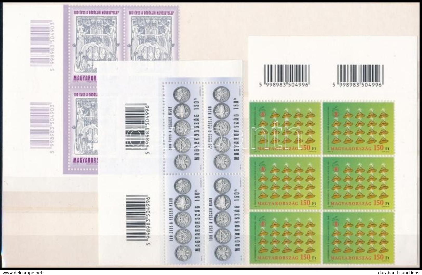 ** 2001 Művészetes ívsarki Vonalkódos Négyestömb + Cserkész ívsarki Vonalkódos Hatostömb + 100 éves A Fészek Klub ívsark - Andere & Zonder Classificatie