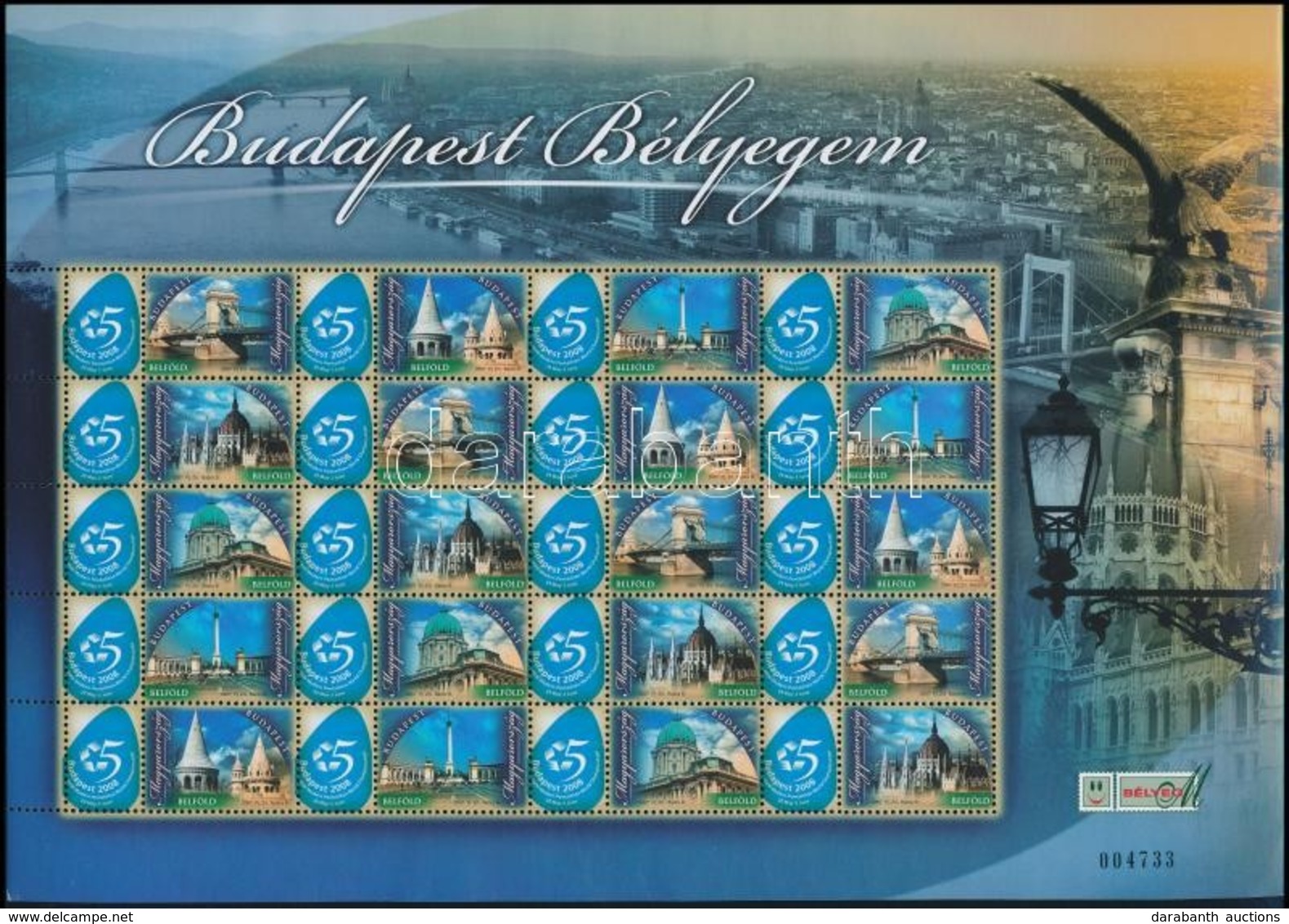 ** 2008 MVM Öttusa-világbajnokság 'Budapest Bélyegem' Teljes ív Kék Emblémával A Szelvényeken - Andere & Zonder Classificatie
