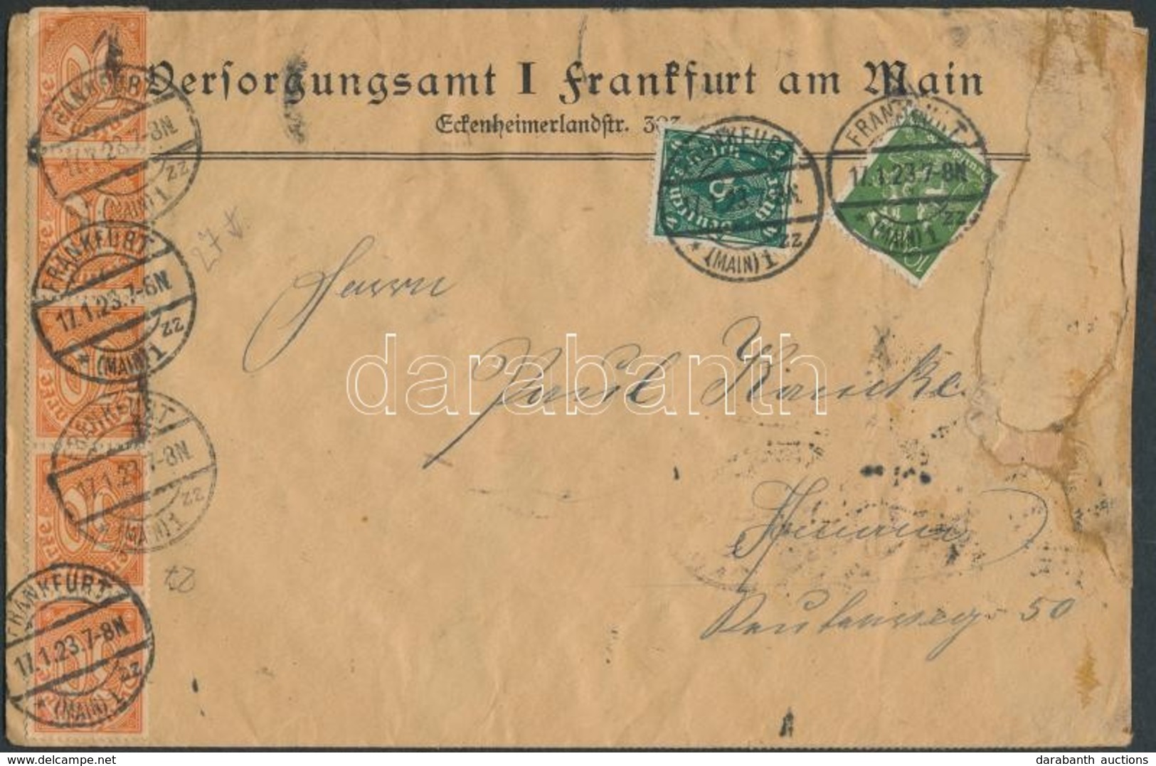 1923 Forgalmi és Hivatalos Bélyegek Vegyes Bérmentesítése Levélen / Mixed Franking Of Postage And Official Stamps On Cov - Andere & Zonder Classificatie