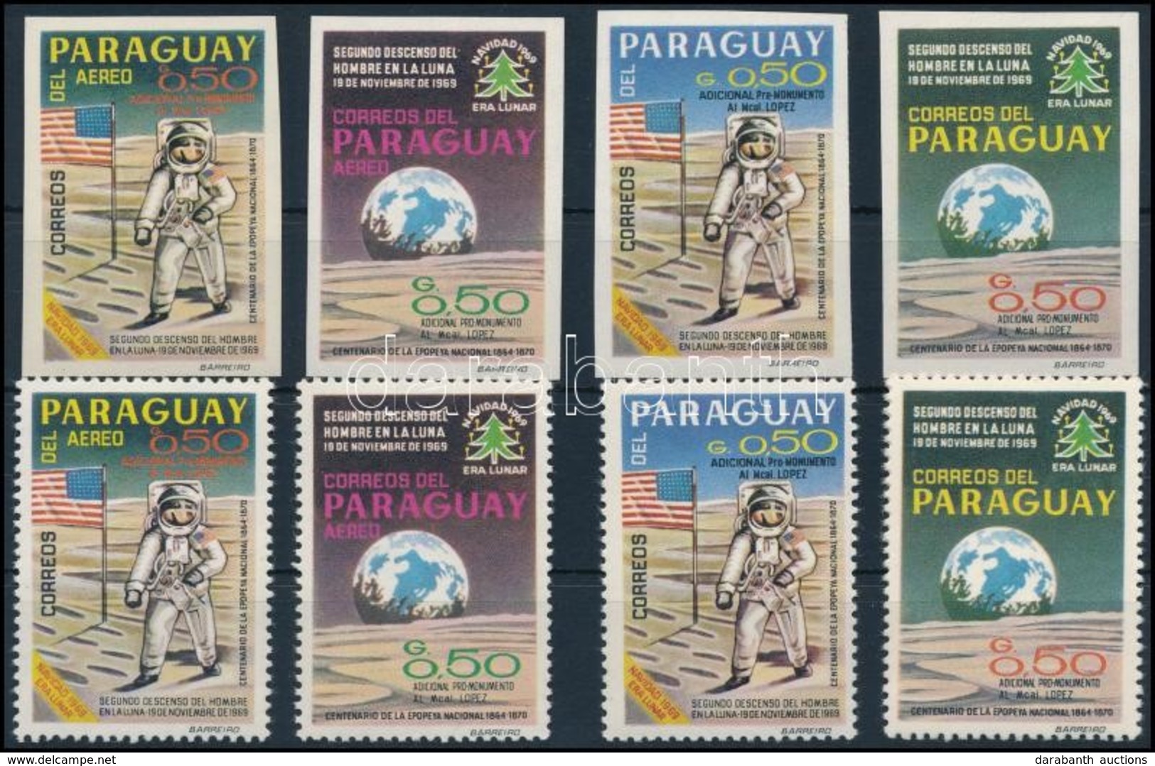 ** Paraguay 1969 Apolló 11 Fogazott + Vágott Sor - Andere & Zonder Classificatie