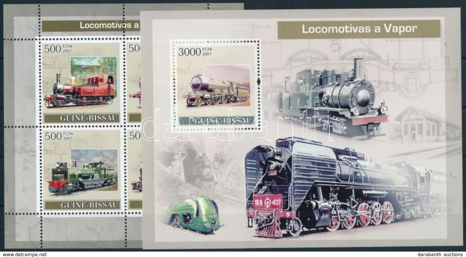 ** 2007 Vasút Kisív + Blokk,
Railway Minisheet + Block
Mi 3623-3626 + 612 - Andere & Zonder Classificatie