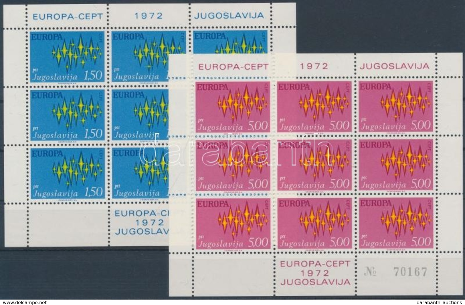 ** 1971-1972 Európa Cept Kisívsorok Mi 1416-1417, 1457-1458 Két Db Stecklapon - Andere & Zonder Classificatie