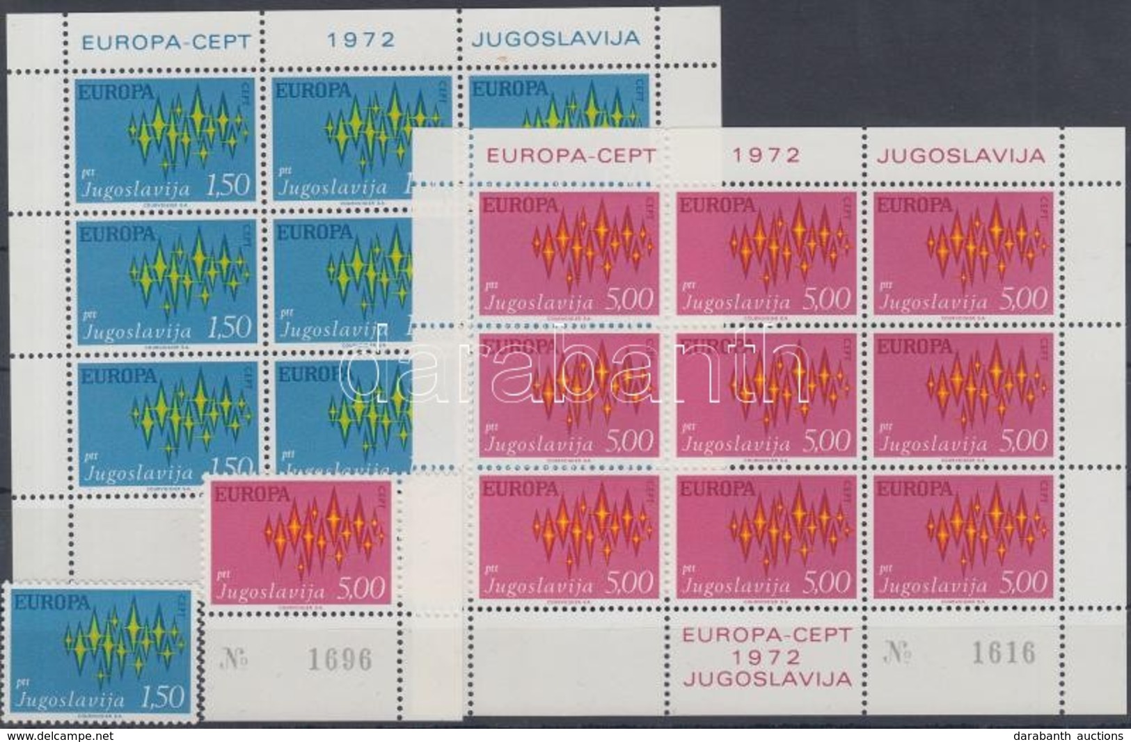 ** 1972 Europa CEPT Sor (közte ívsarki Bélyeg) + Kisívsor Mi 1457-1458 - Andere & Zonder Classificatie