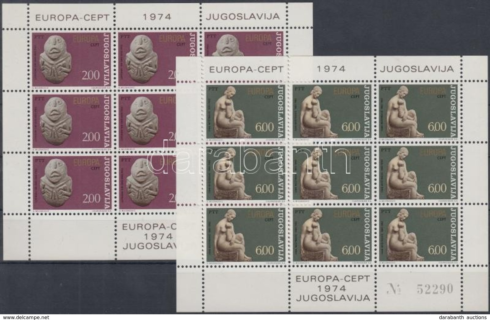 ** 1974 Europa CEPT Szobrok Kisívsor (apró Betapadás) Mi 1557-1558 - Andere & Zonder Classificatie