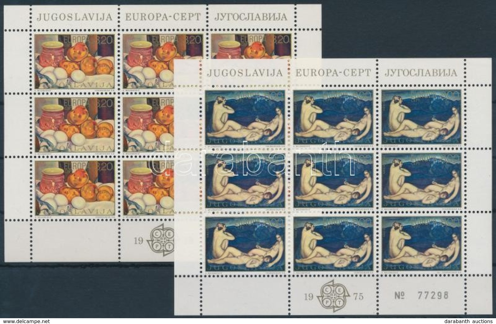 ** 1975 Europa CEPT, Festmények Kisív Sor Mi 1598-1599 II - Andere & Zonder Classificatie