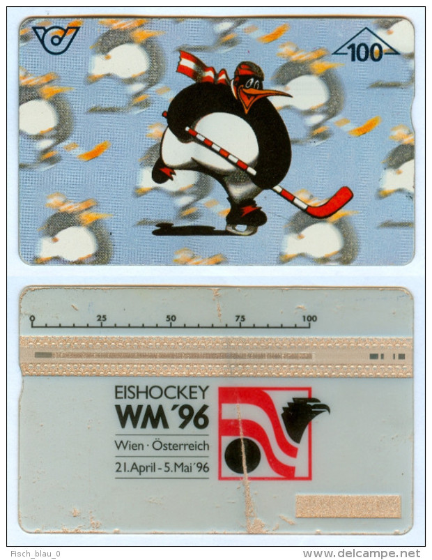 Telefonwertkarte 100 öS Wintersport Eishockey-WM 1996 Österreich Ice Hockey 96 Austria Glace Ghiaccio Weltmeisterschaft - Sport