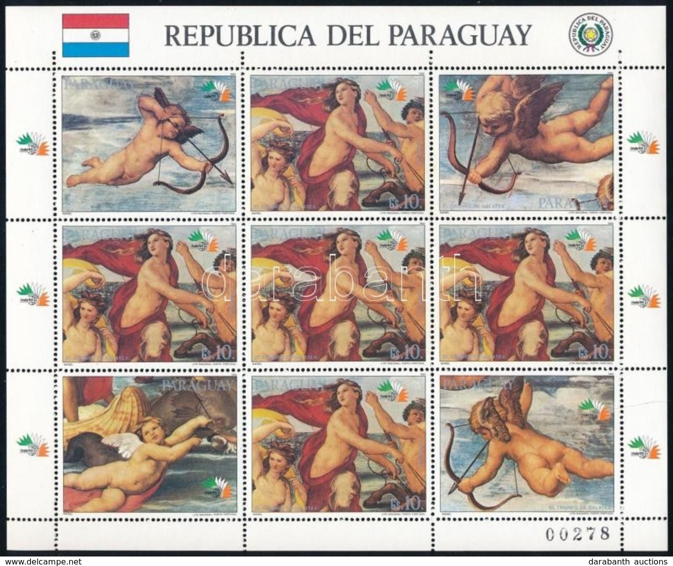 ** 1985 Nemzetközi Bélyegkiállítás ITALIA, Festmény Kisív,
Internationale Stamp Exhibition, Painting Minisheet
Mi 3929 - Andere & Zonder Classificatie