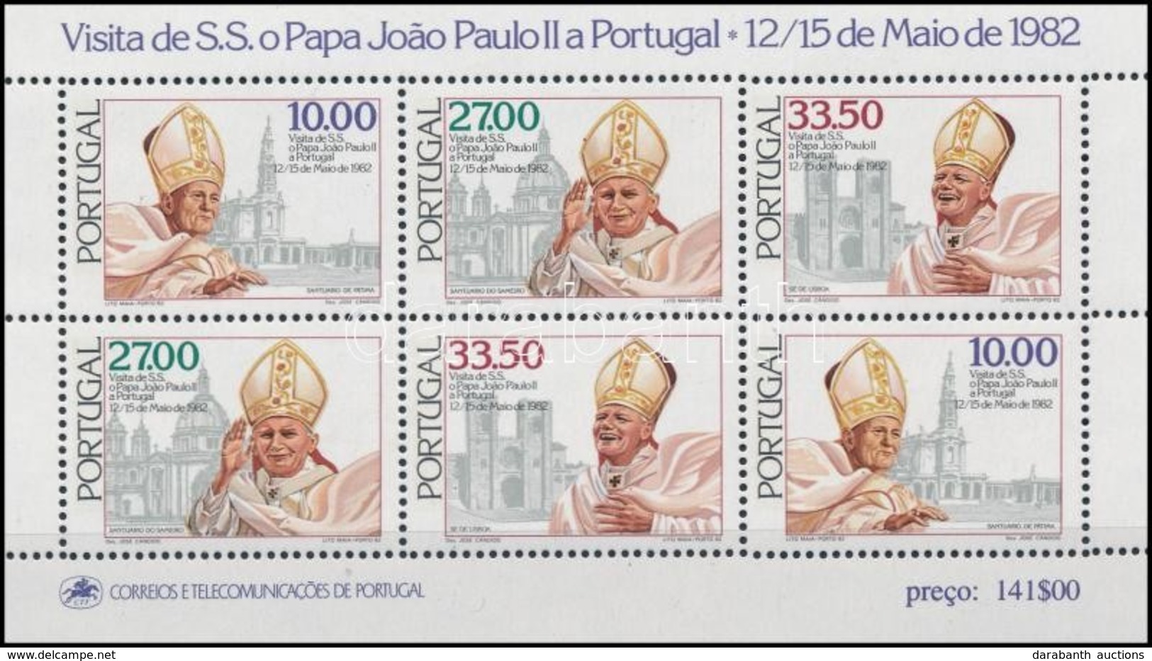 ** 1982 II. János Pál Pápa Blokk,
Pope John Paul II Block
Mi 36 - Andere & Zonder Classificatie