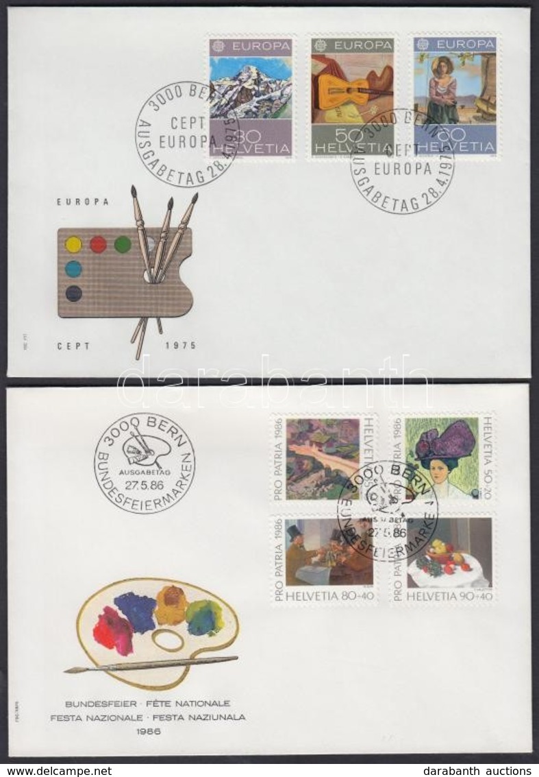 1975 Europa CEPT Sor + 1986 Pro Patria Sor Mi 1050-1052 + 1317-1320 2 FDC - Andere & Zonder Classificatie