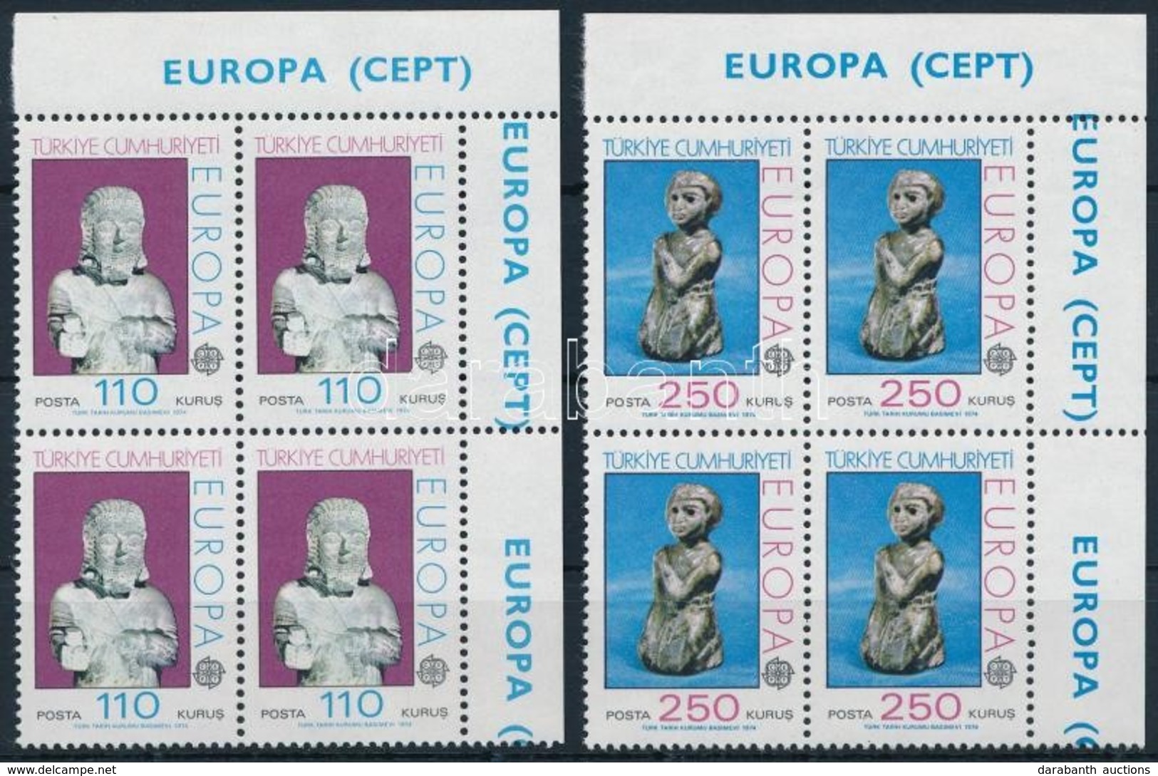 ** 1974 Europa CEPT - Szobrok Sor ívsarki 4-es Tömbökben Mi 2320-2321 - Andere & Zonder Classificatie