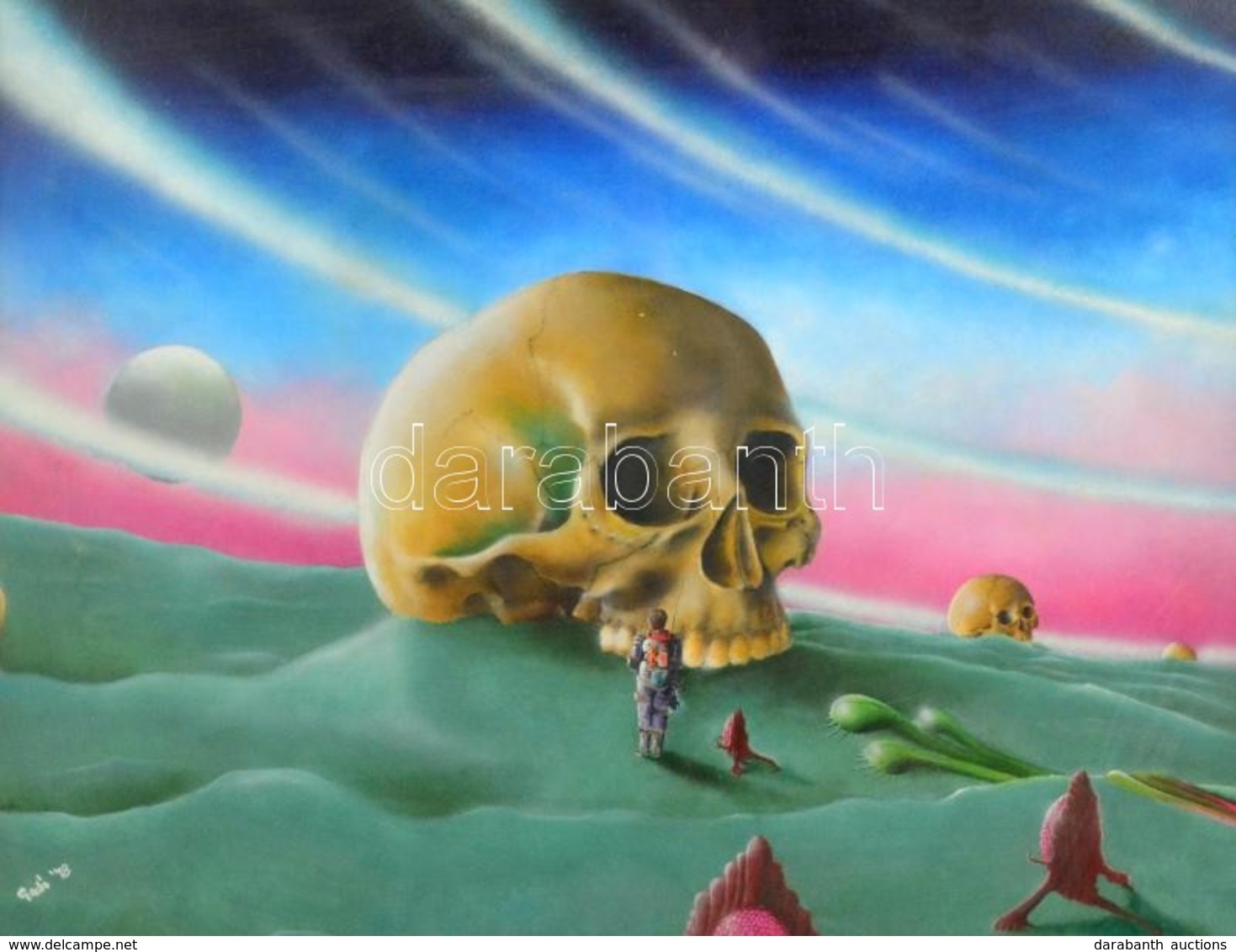 Gadó János (?-): Memento Mori. Olaj-tempera, Karton, Jelzett, üvegezett Keretben, 40×50 Cm - Andere & Zonder Classificatie