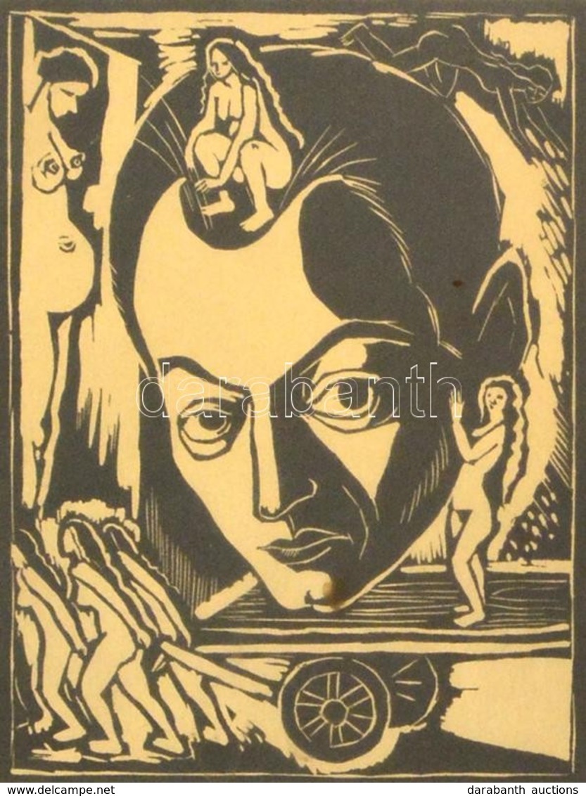 Kolozsváry Sándor (1896-1944): Illusztráció. Fametszet, Papír, Jelzett, üvegezett Keretben, 16×13 Cm - Andere & Zonder Classificatie