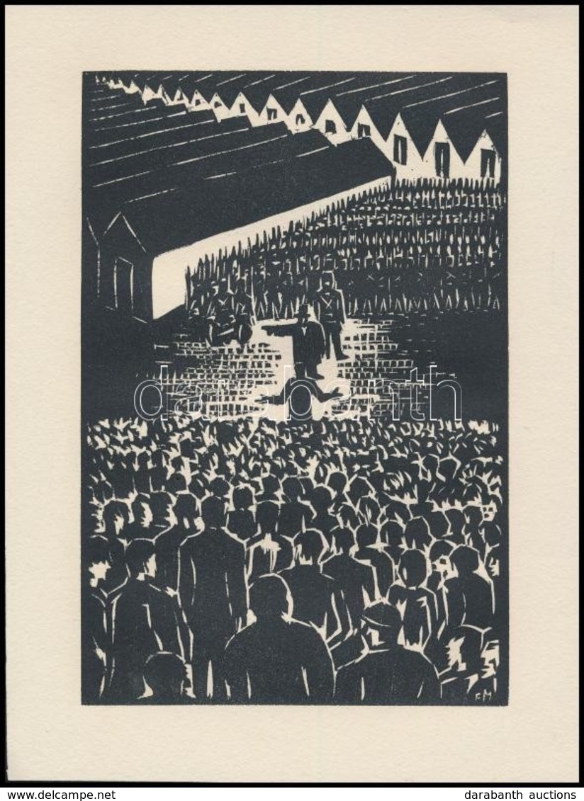 Frans Masereel (1889-1972): Összecsapás Előtt, Fametszet, Papír, Jelzett A Metszeten, 16x11 Cm - Andere & Zonder Classificatie