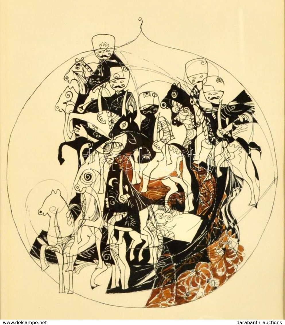 Takács Pál (1932-): Karácsony. Szitanyomat, Papír, Jelzett, üvegezett Keretben, 44×32 Cm - Andere & Zonder Classificatie