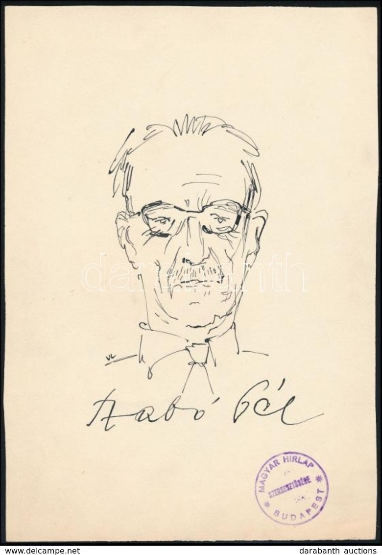 Vincze Lajos (1914-2002): Szabó Pál. Toll, Papír, Jelzés Nélkül, 21×15 Cm - Andere & Zonder Classificatie