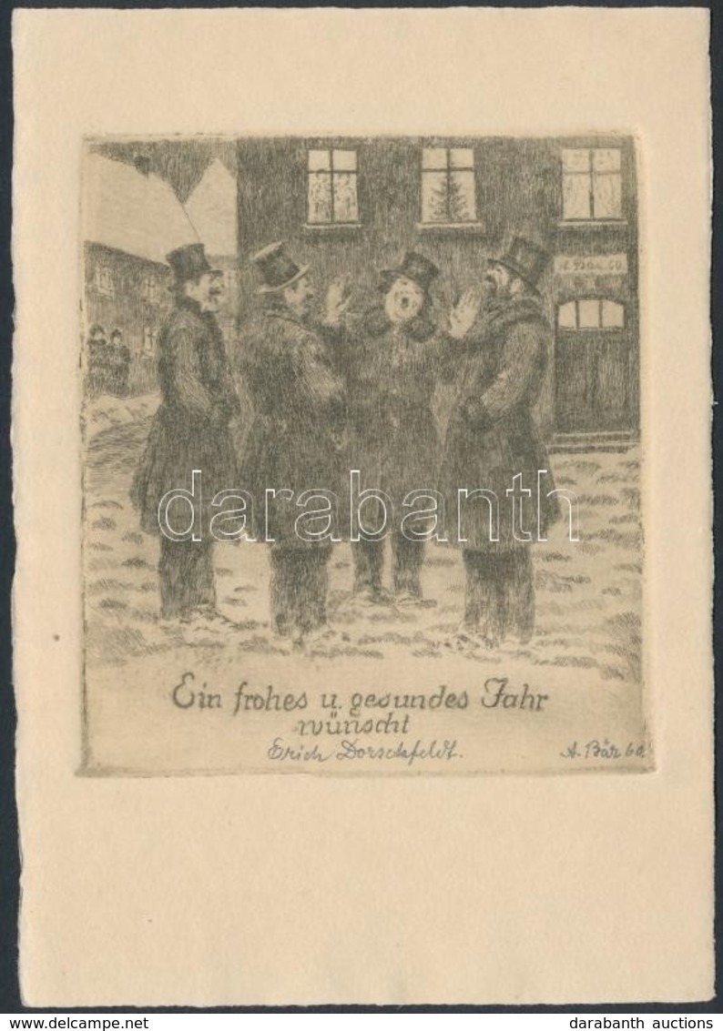 Bär, Arthur (1884 - 1972) Ex Libris Dorschfeld. Karácsony. Rézkarc, Papír, Jelzett  / Etched Bookplate, Christmas 10x12  - Andere & Zonder Classificatie