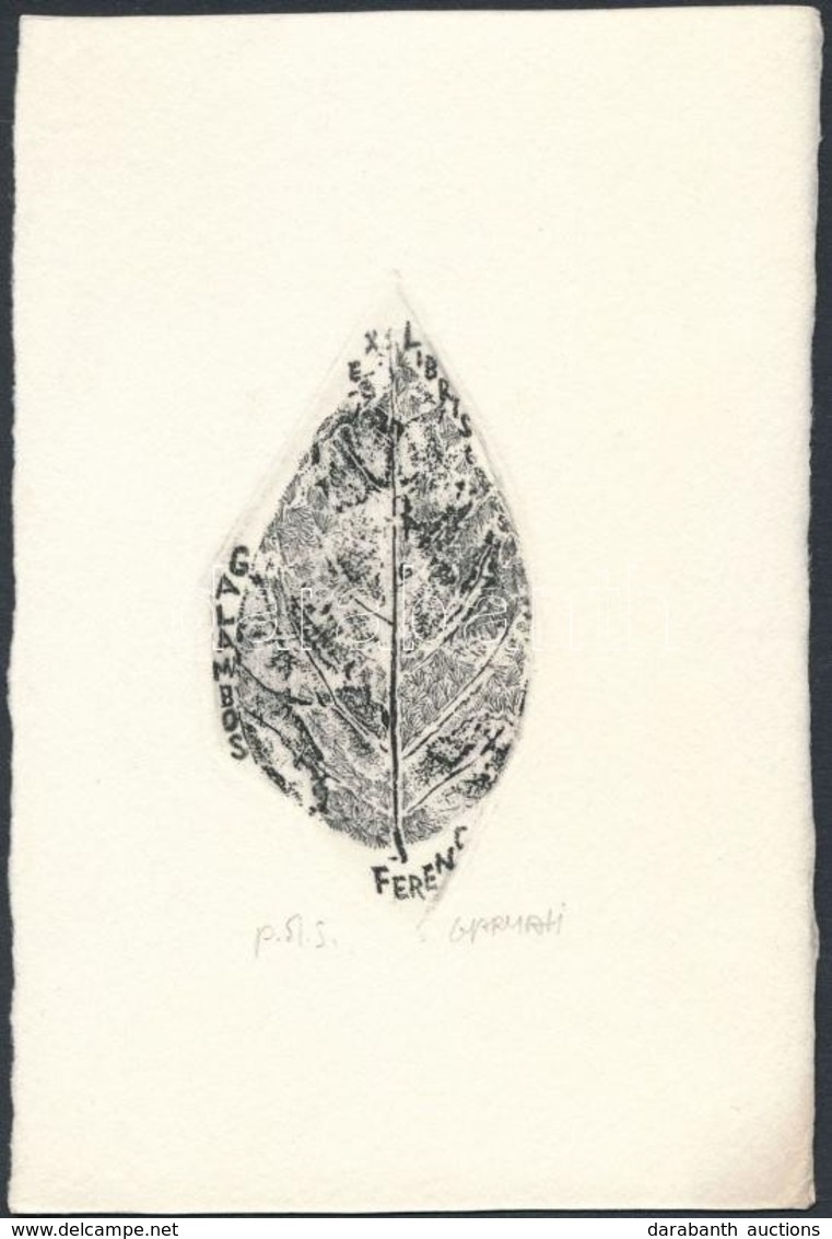 Gyarmati Lea (1938-): Levél. Rézkarc, Papír, Jelzett, 7.5×5 Cm - Andere & Zonder Classificatie