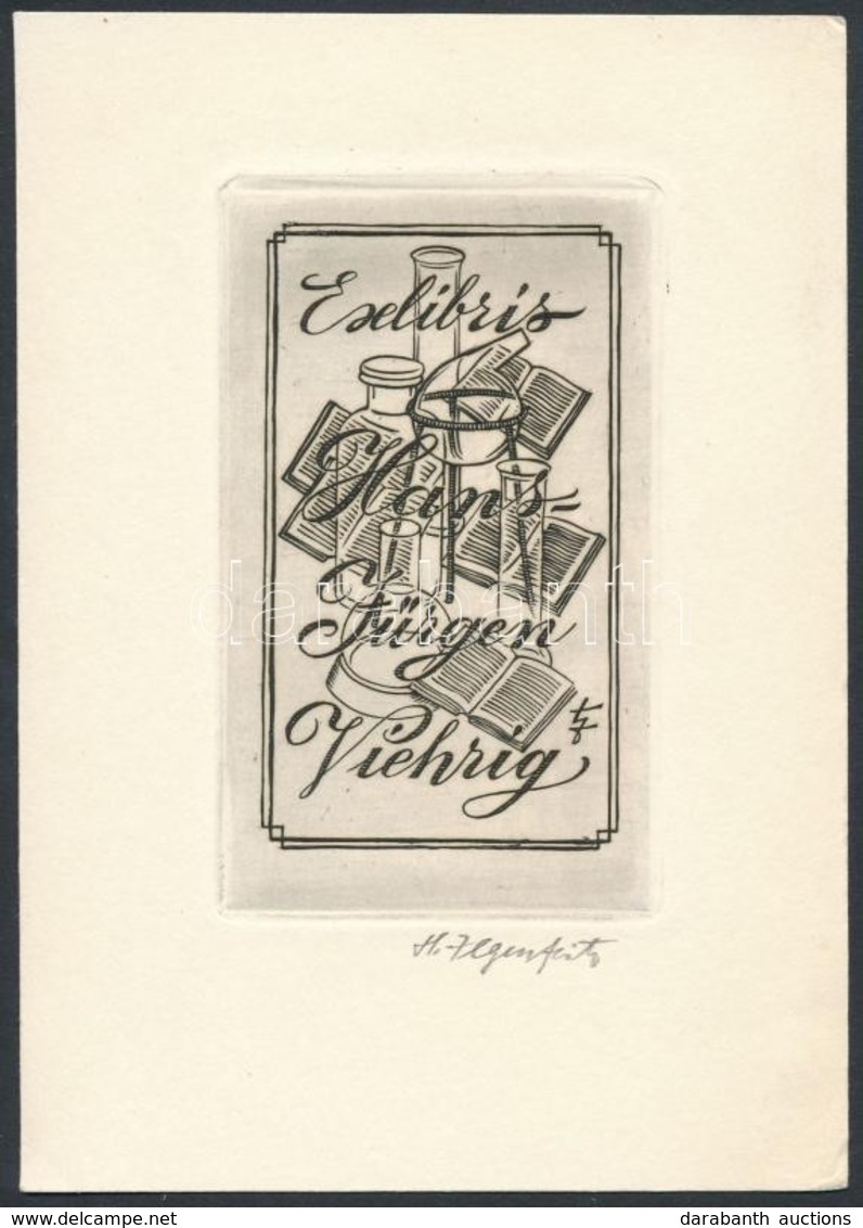 Heinrich Ilgenfritz (1899-1969): Ex Libris Hans-Jürgen Viehrig. Rézkarc, Papír, Jelzett, 10×6 Cm - Andere & Zonder Classificatie